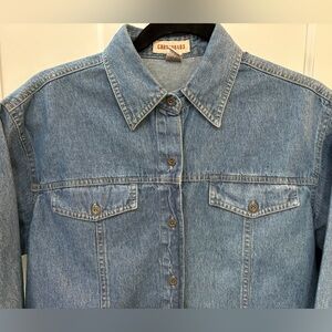 Crossroads Blue Denim Long Sleeve Jean Shirt Cowgirl Western Cotton Size M